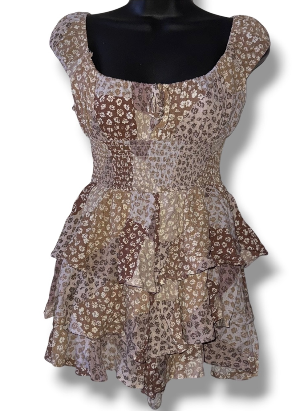 Sky to Moon brown ditsy floral shorts romper